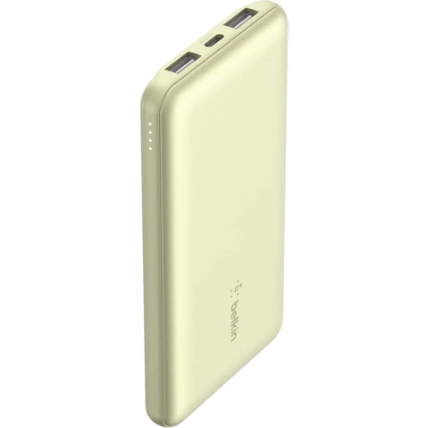 Belkin BoostCharge 3-Port 10K Power Bank (Yellow) + USB-A to USB-C Cable