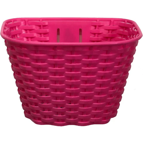 Action Bike and Ski Plastic Wicker Style Front Bike Basket - Pink