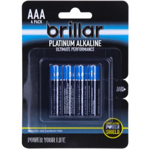 Brillar AAA Platinum Alkaline Batteries - Pack of 4