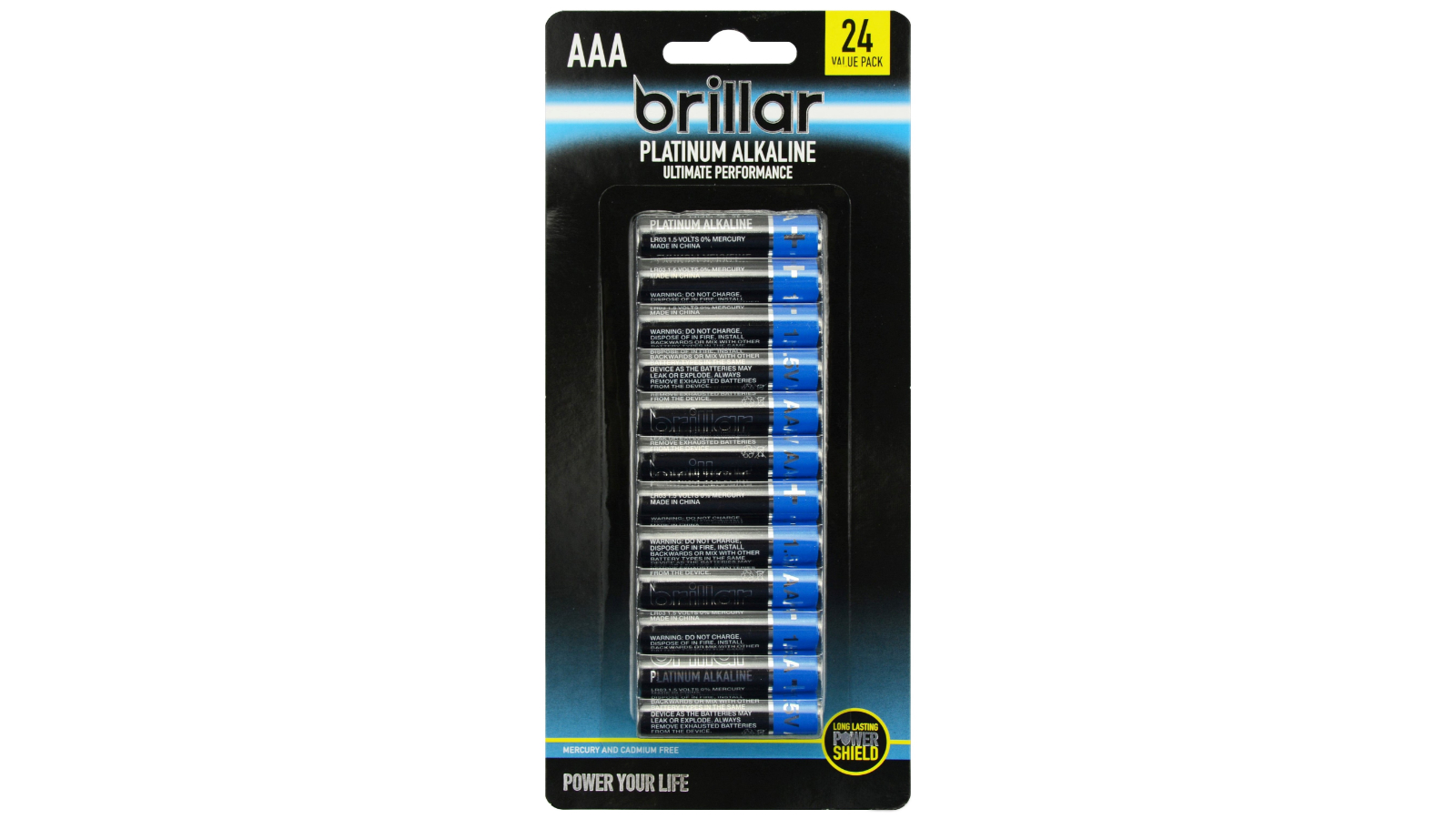 Brillar AAA Platinum Alkaline Batteries - Pack of 24