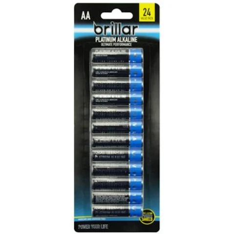 Brillar AA Platinum Alkaline Batteries - Pack of 24
