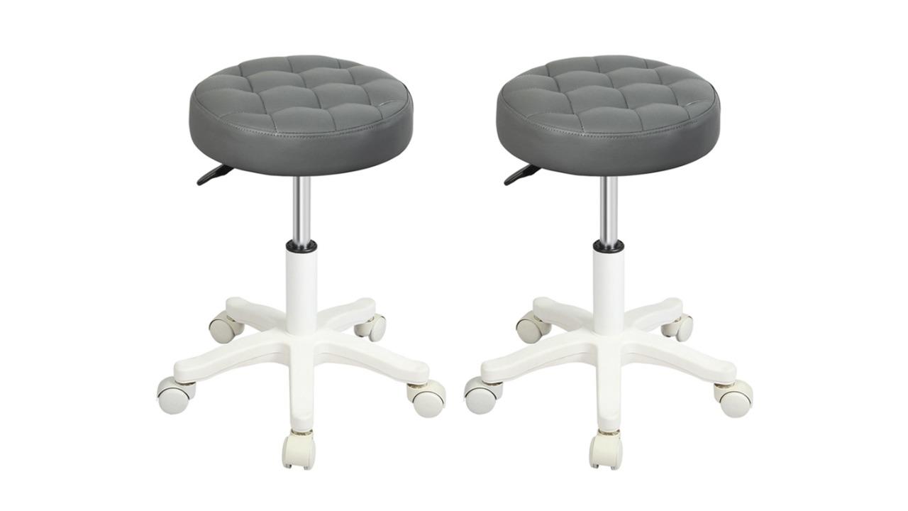Levede 2 Piece PU Leather Salon Bar Stool in Grey 