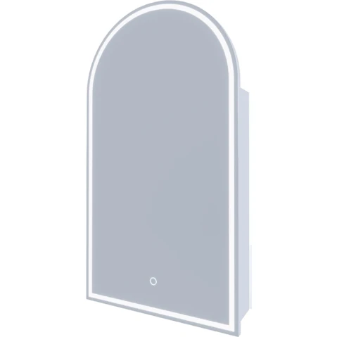Remer Blanca 500mm Arch Shaving Cabinet with Frontlit LED Mirror & Demister