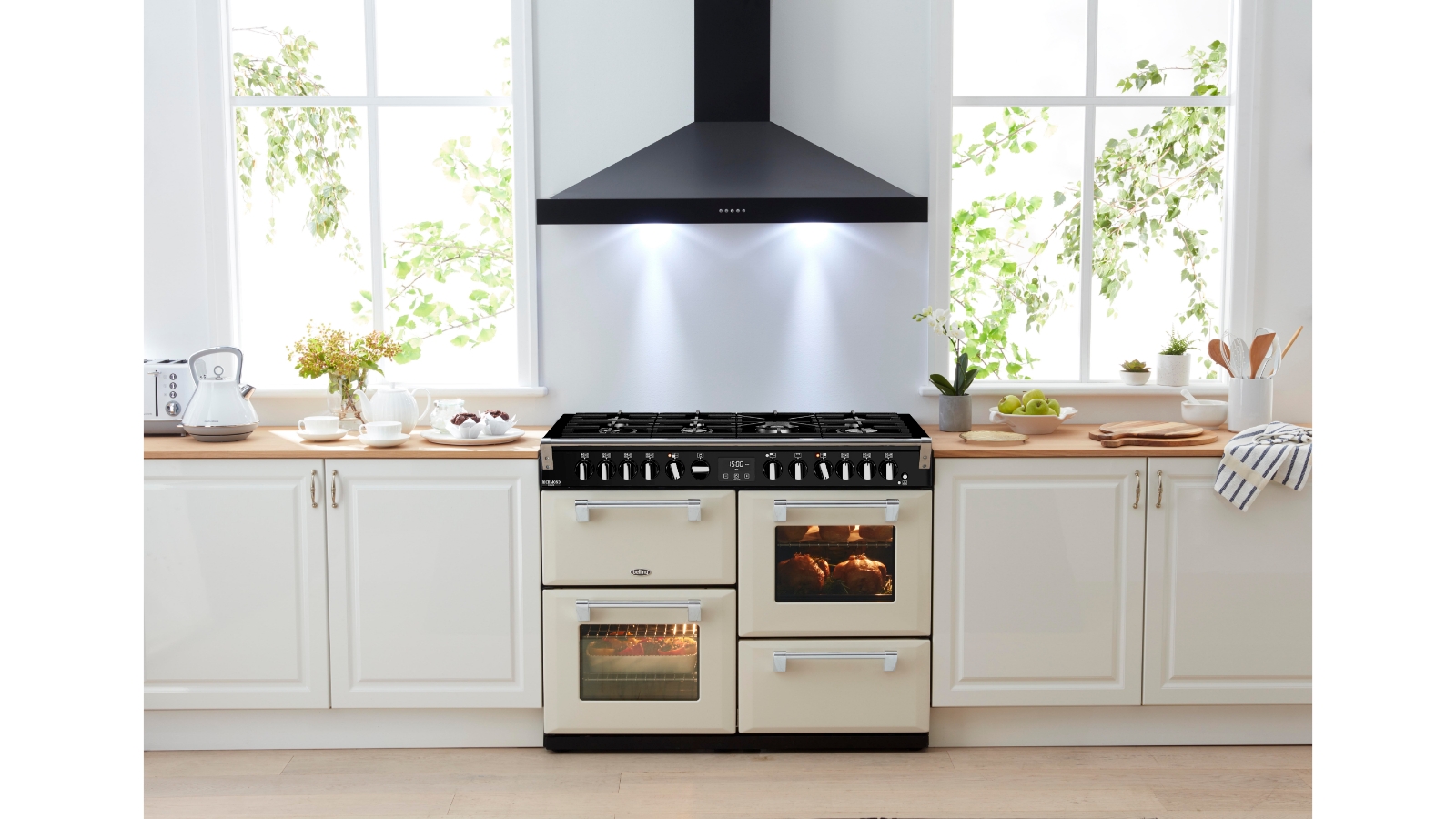 belling 900mm richmond deluxe dual fuel range cooker