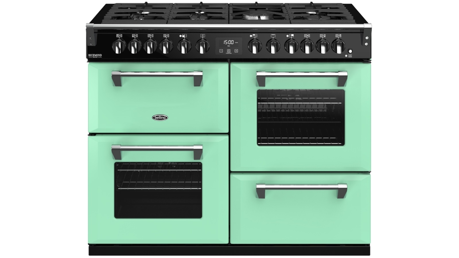 Belling 1100mm Colour Boutique Richmond Deluxe Dual Fuel Range Cooker Mojito Mint Harvey Norman