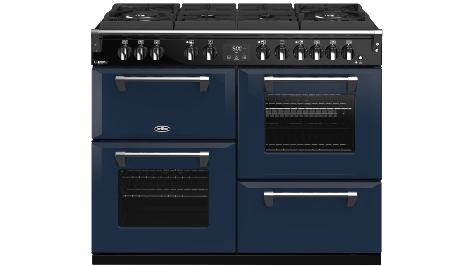 Belling 1100mm Colour Boutique Richmond Deluxe Dual Fuel GasThroughGlass Range Cooker
