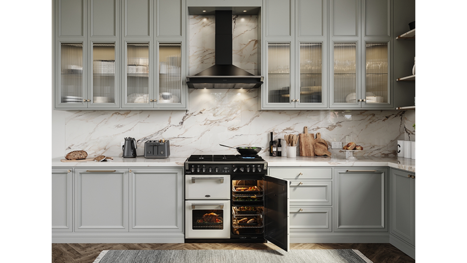 Belling 900mm Richmond Deluxe Dual Fuel GasThroughGlass Range Cooker