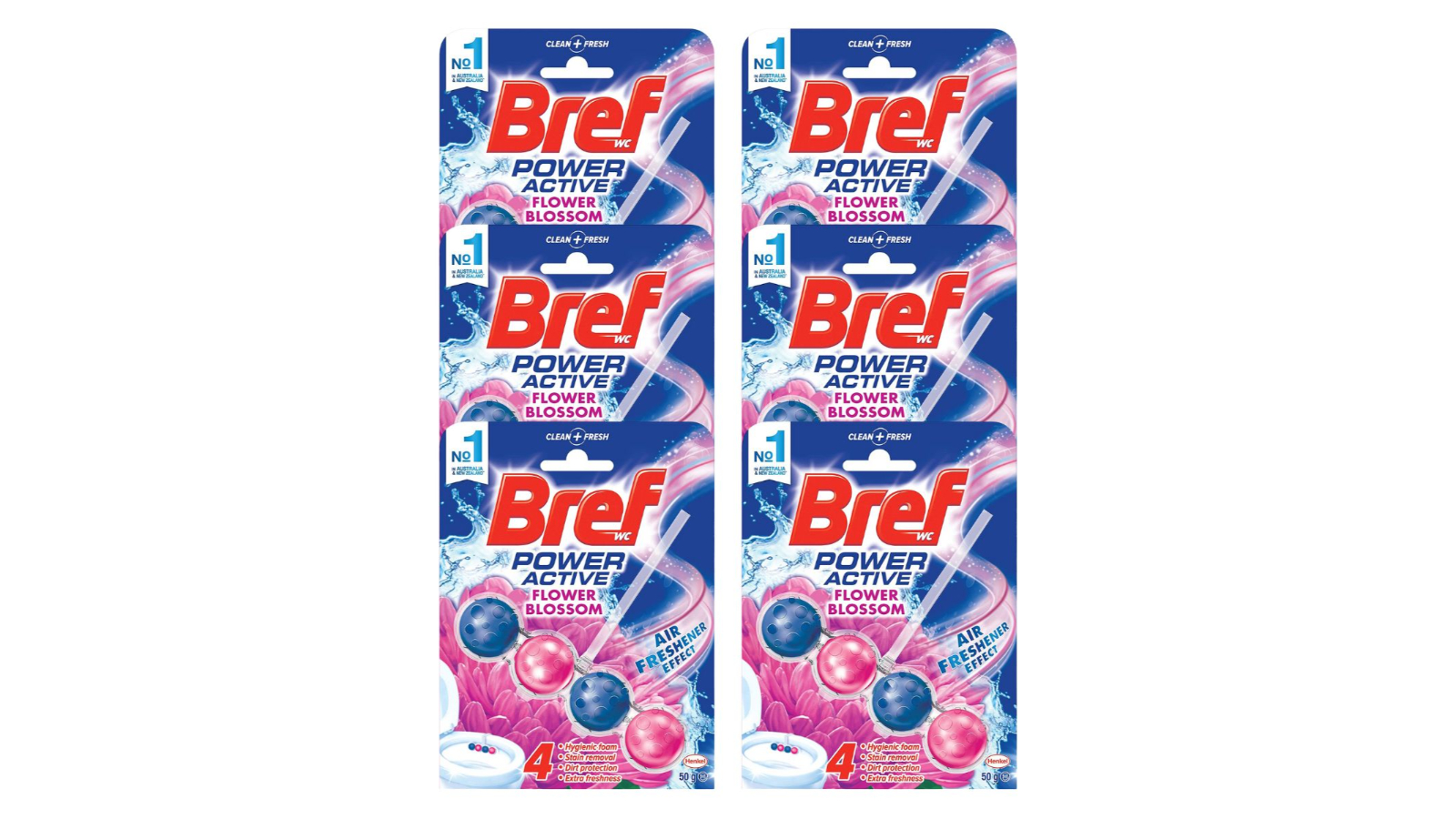 Bref 50g Flower Power Active 4-Function Formula Toilet Cleaner - Pack of 6