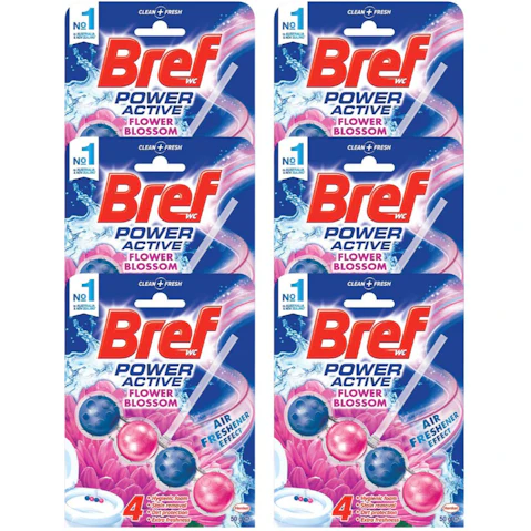 Bref 50g Flower Power Active 4-Function Formula Toilet Cleaner - Pack of 6