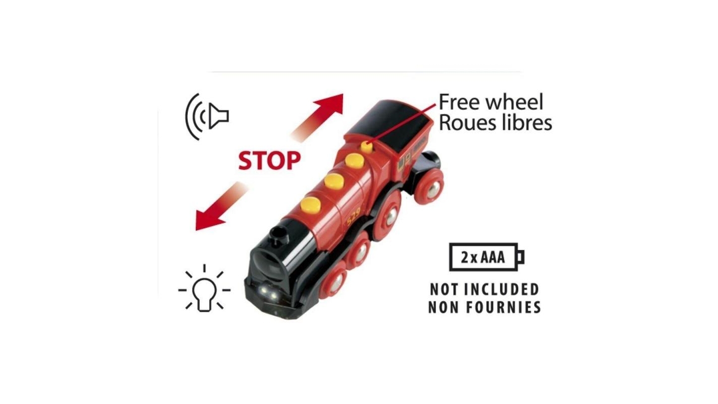Locomotive BRIO World 33592 – Train Électrique Rouge Avec Effets Sonores Et Lumières – Marche Avant/Arrière – Dès 3 Ans