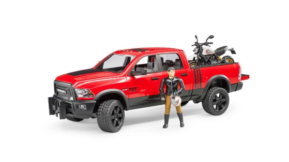 Bruder 1:16 Ram 2500 Power Wagon with Scrambler Ducati Desert Sled