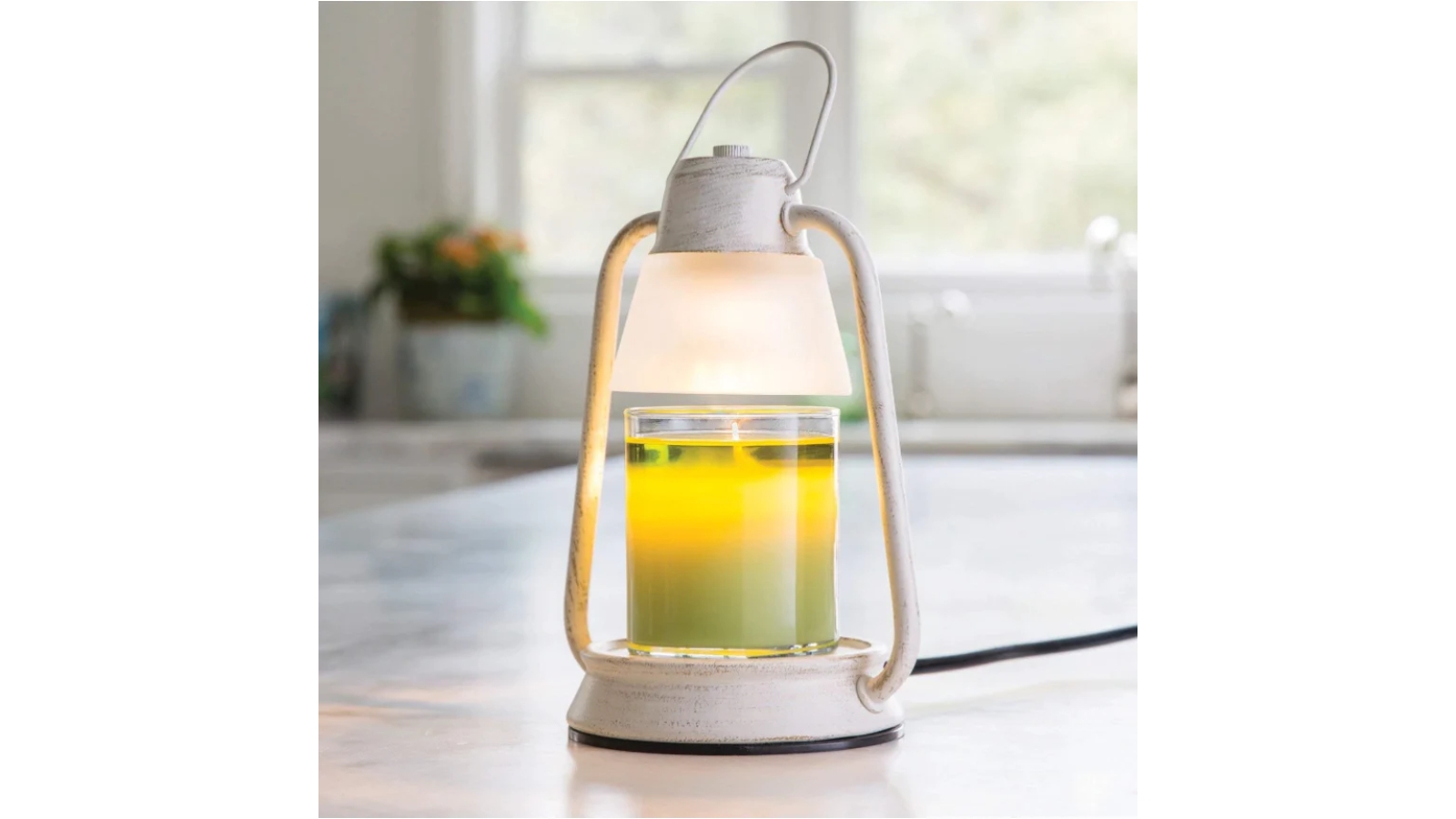 Candle Warmers Etc. White Nickel Hurricane Lantern Candle Warmer