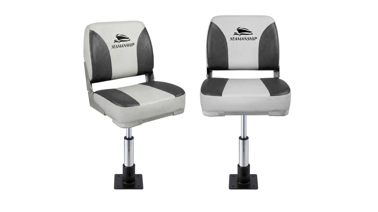 Seamanship 34-46cm Folding Boat Seats with Pedestal - Charcoal