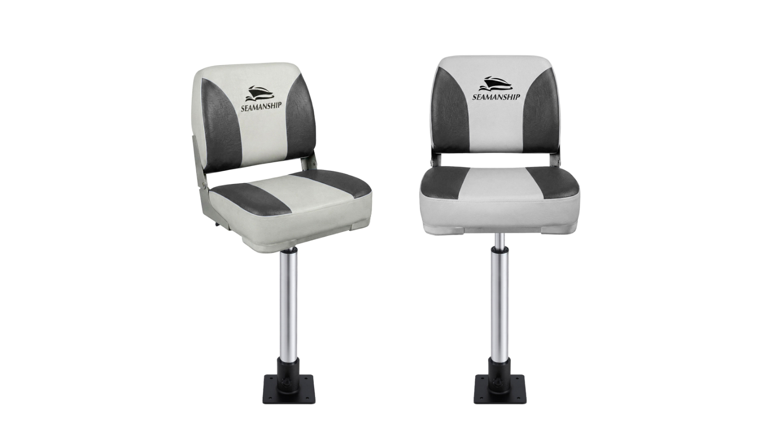Seamanship 55-75cm Folding Boat Seats with Pedestal - Charcoal