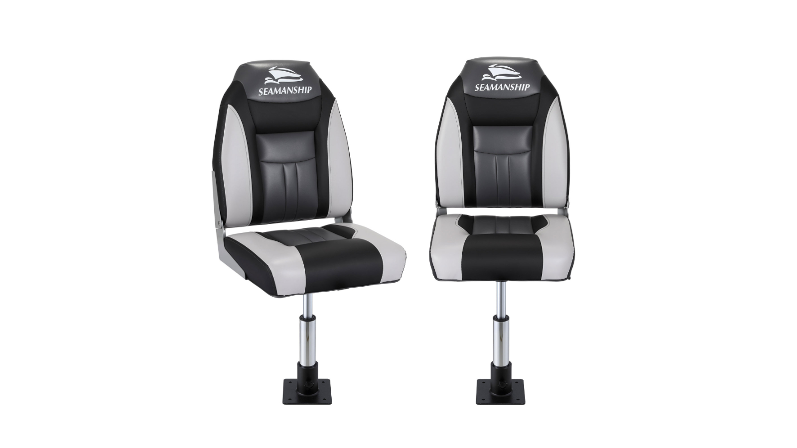 Seamanship Black Folding Boat Seats with Pedestal - 46cm
