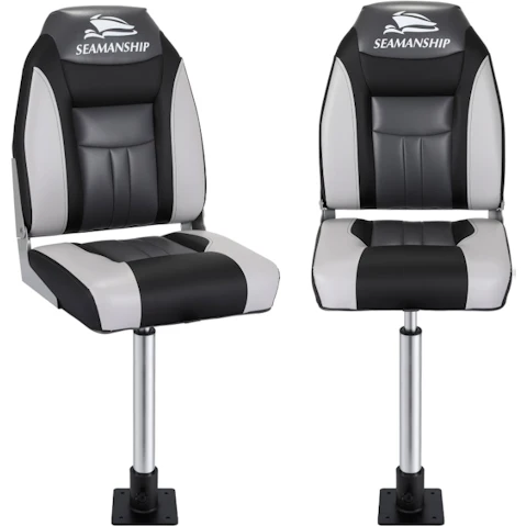 Seamanship Black Folding Boat Seats with Pedestal