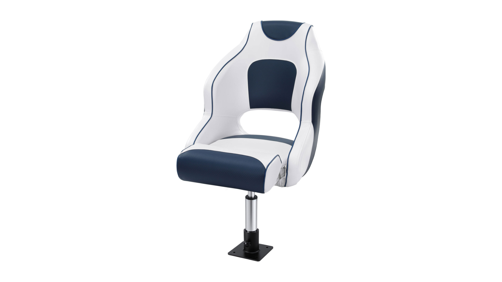Seamanship Blue Flip-Up Boat Seat with Adjustable Pedestal - 46cm