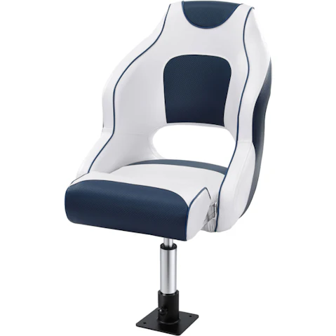 Seamanship Blue Flip-Up Boat Seat with Adjustable Pedestal