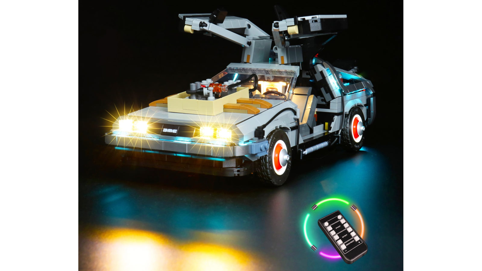 Brick Shine Light kit for LEGO Back to the Future Time Machine - Remoted Version