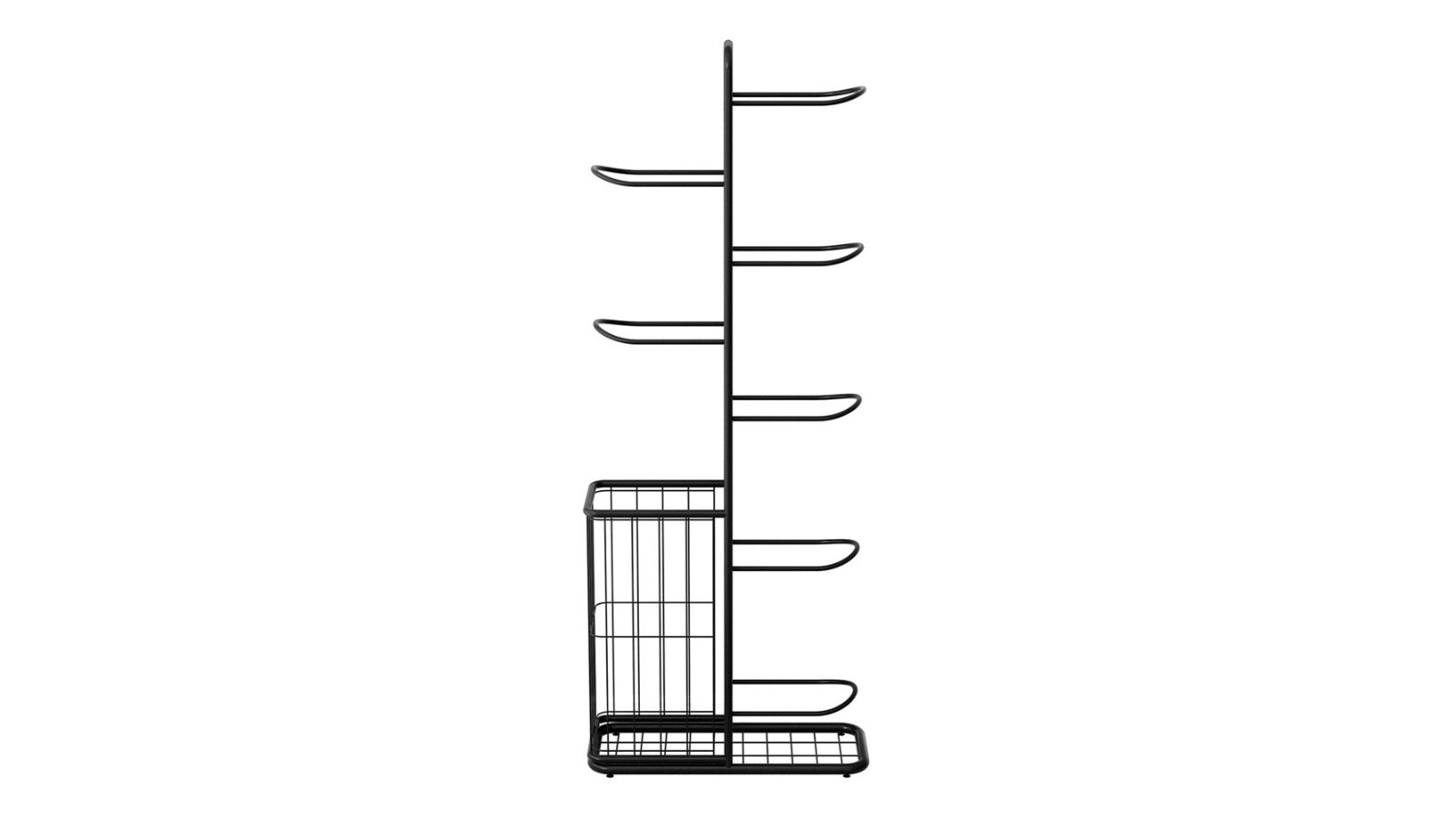 Everfit 7-Tier Sports Equipment Ball Storage Rack with Basket - Black