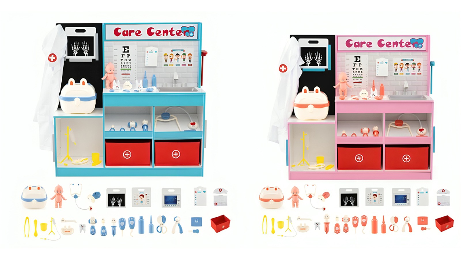 Costway Doctor's Office Medical Center Playset with X-Ray Film, ECG Monitor, Eye Chart