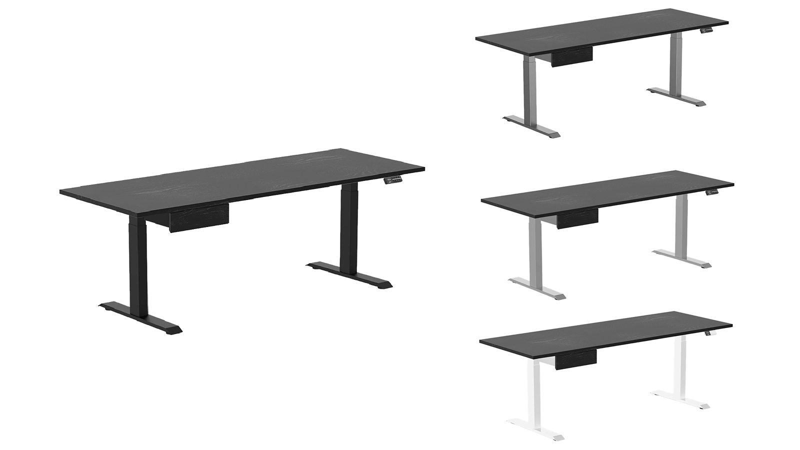 Desky 200 x 75cm Black Ash Dual Hardwood Standing Desk with Drawer
