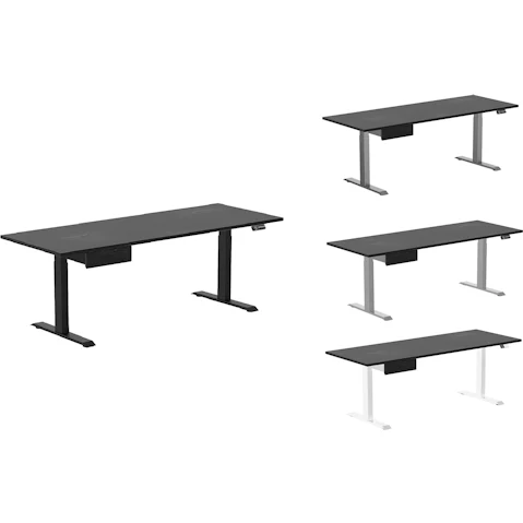 Desky 200 x 75cm Black Ash Dual Hardwood Standing Desk with Drawer