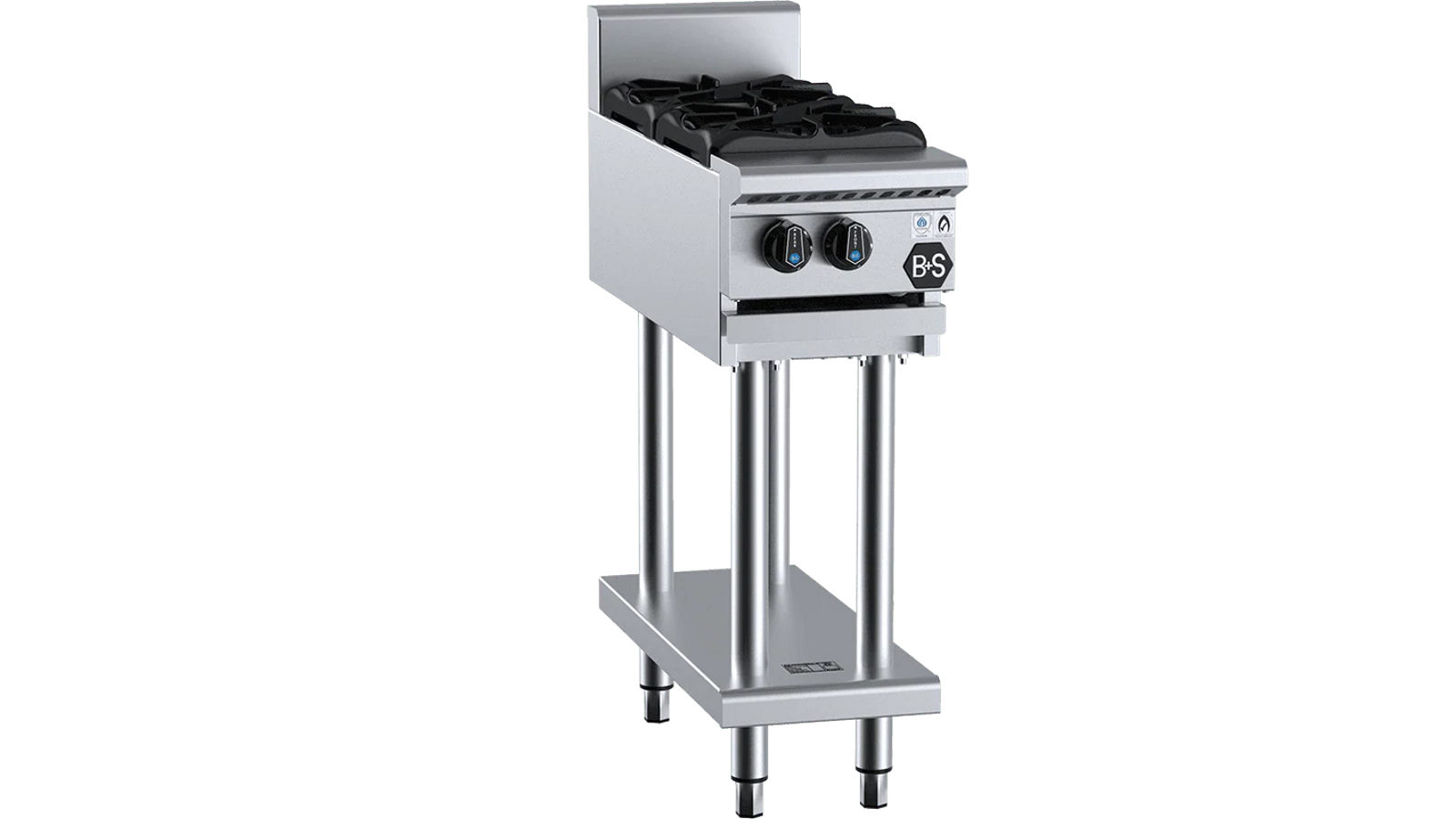 B+S Black Two Burner Boiling Top Cooktop With Stand LPG