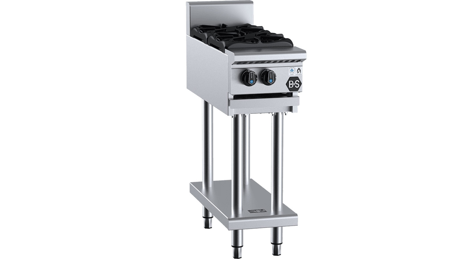 B+S Black Two Burner Boiling Top Cooktop With Stand Natural Gas