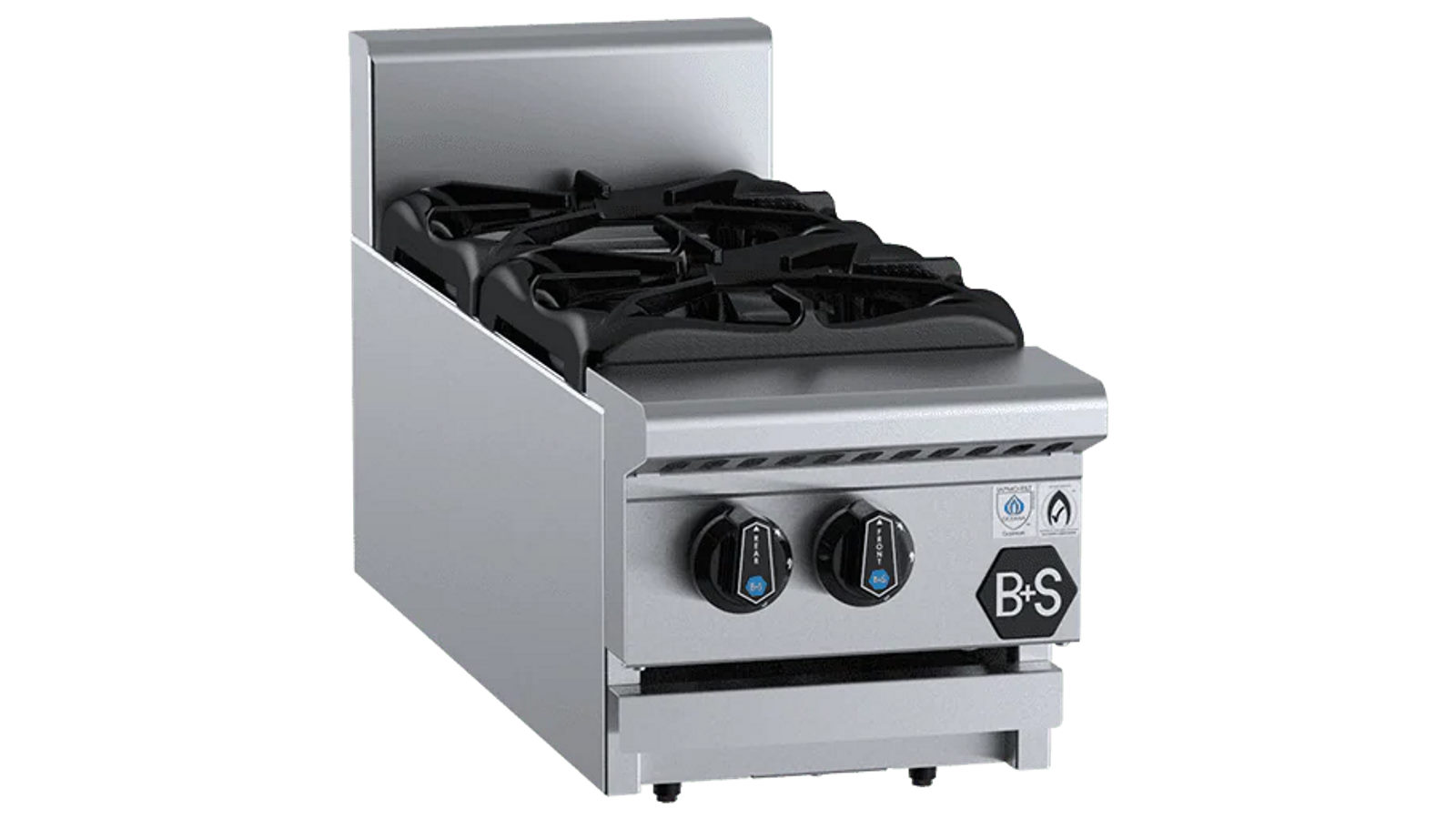 B+S Black Benchtop Two Burner Boiling Top Cooktop Open Burner Bench Mounted LPG