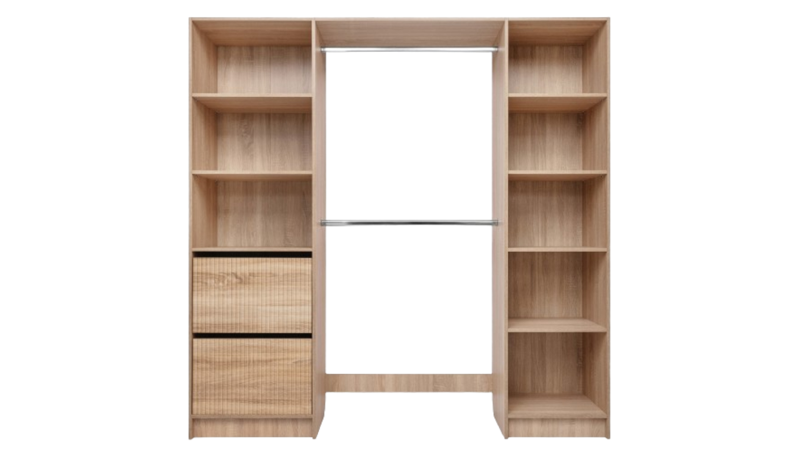 European Cabinetry Fluted Basel 2metre Walk-in Wardrobe Kit - Natural Oak