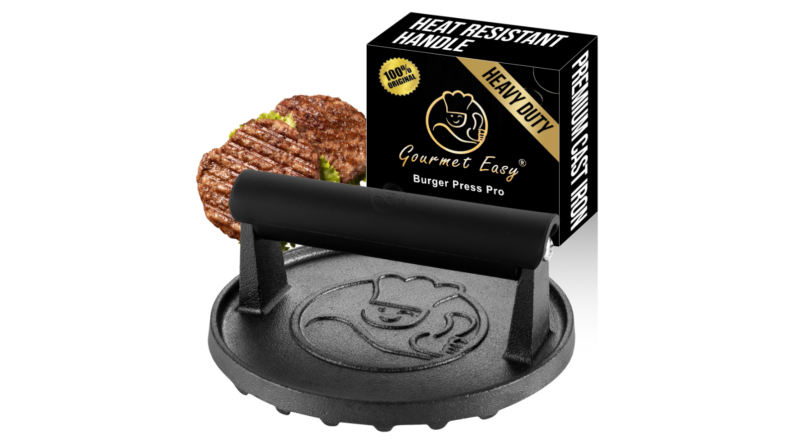 Gourmet Easy Heavy Duty Burger Smasher Tool with Heat-Resistant Handle 