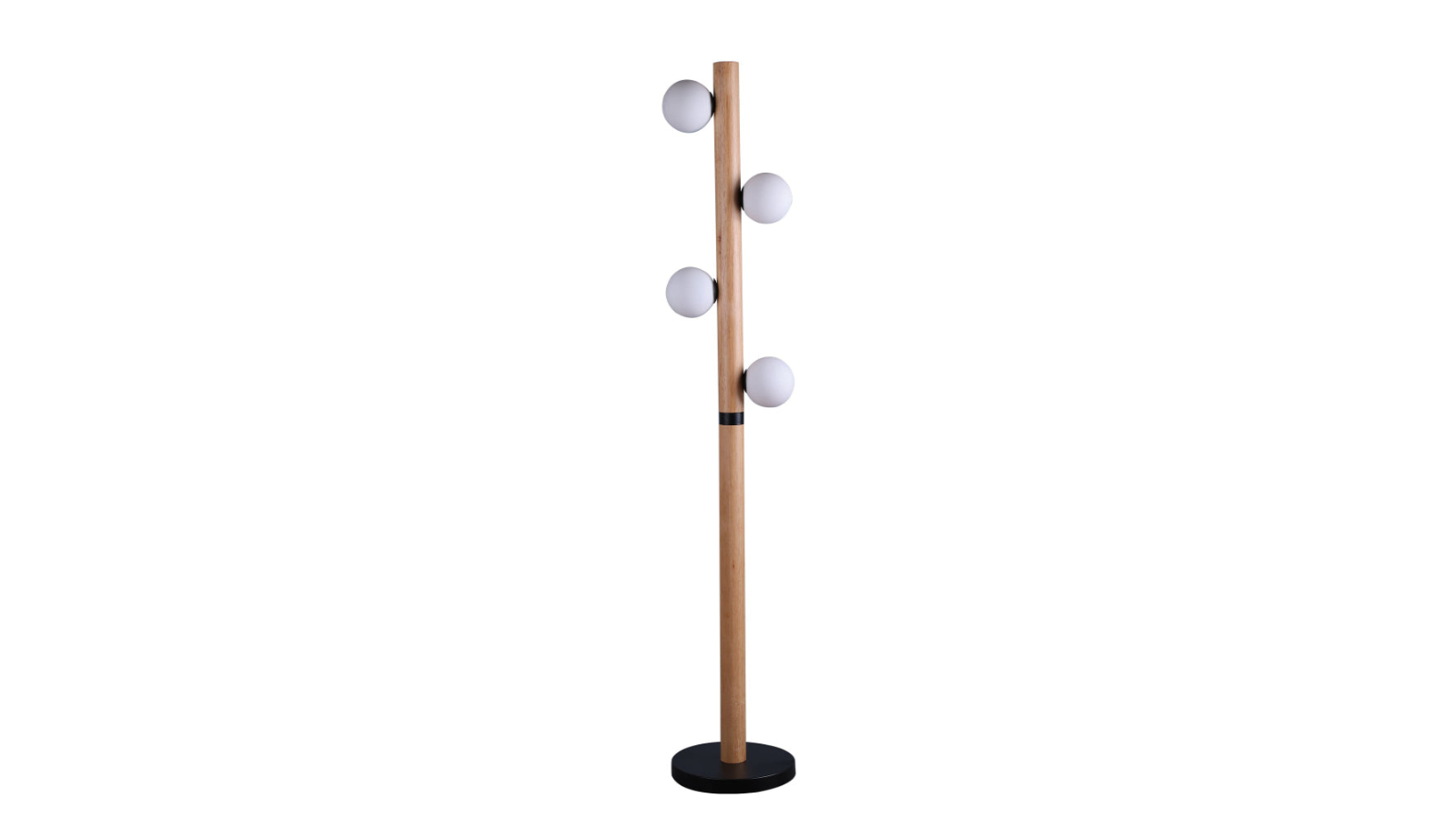 Luminea Burke Metal Base Wood Grand Finish Standing Floor Lamp - Black/Wood
