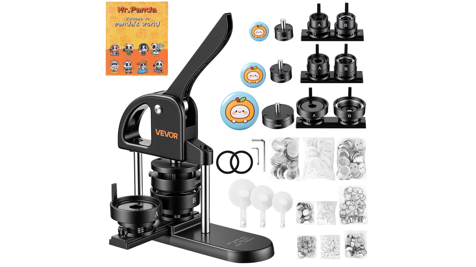 Vevor 300 Piece Button Maker Machine - Black