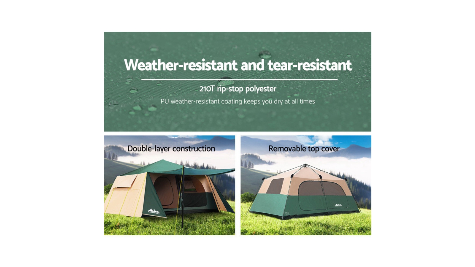 Weisshorn Instant Up Camping Tent 8 Person - Green