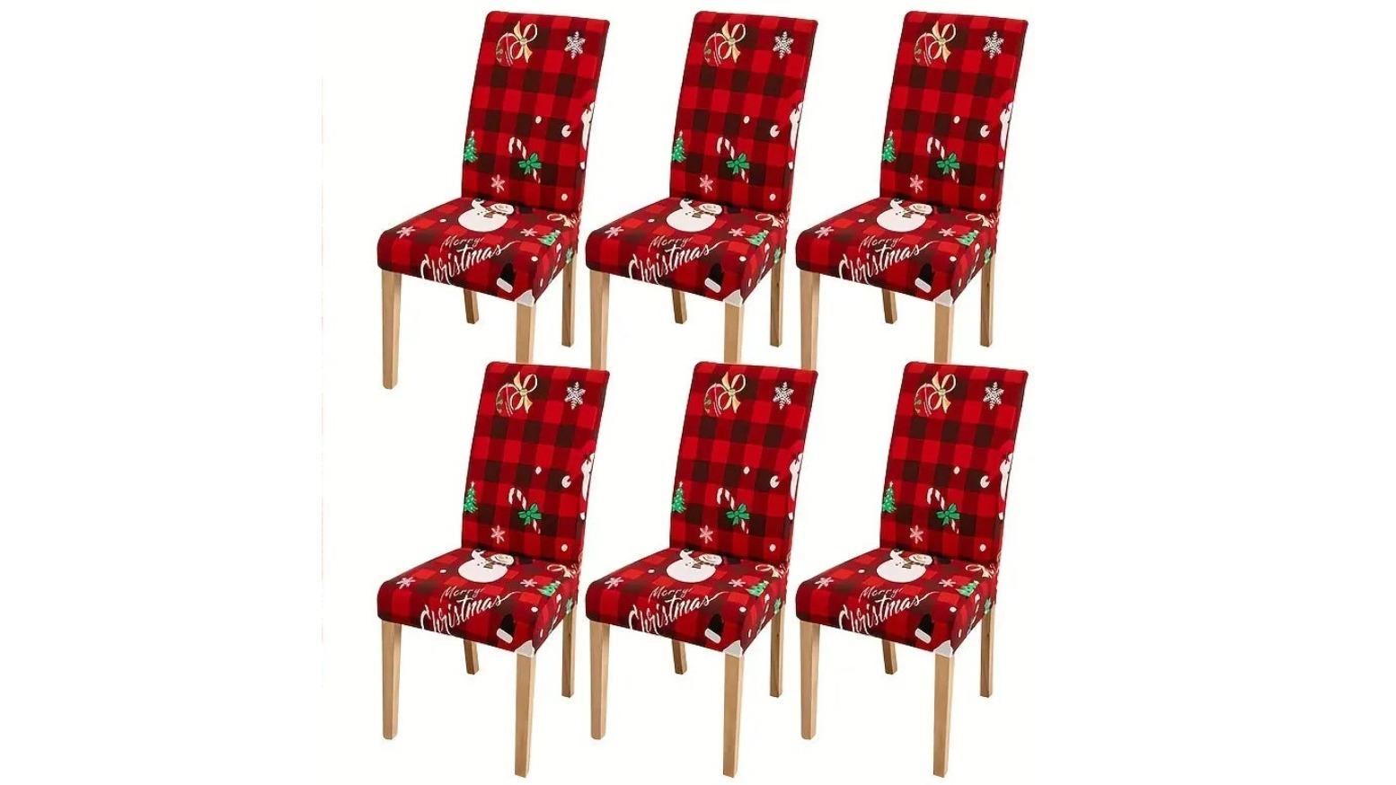 TM 6 Piece Fabric Christmas Chair Slipcover