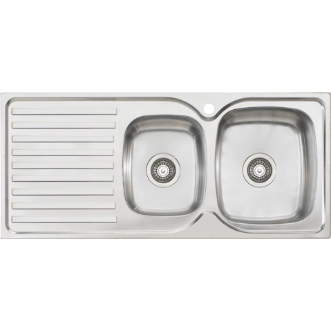 Oliveri Byron 1 & 3/4 Right-Hand Bowl Top Mount Sink with Drainer