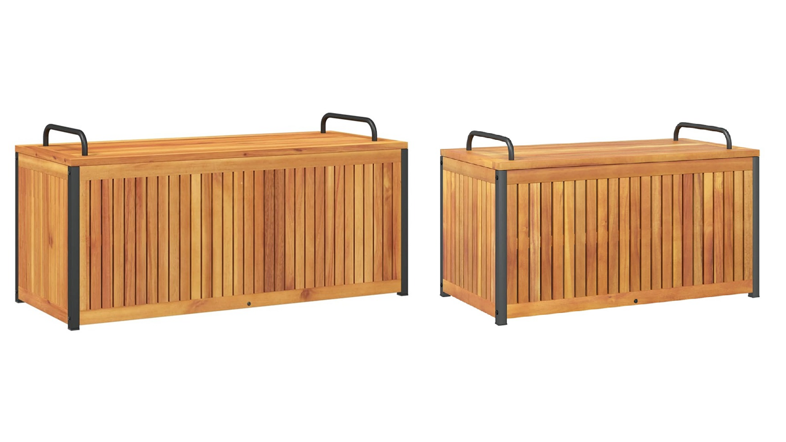 vidaXL Solid Acacia Wood and Steel Outdoor Cushion Box