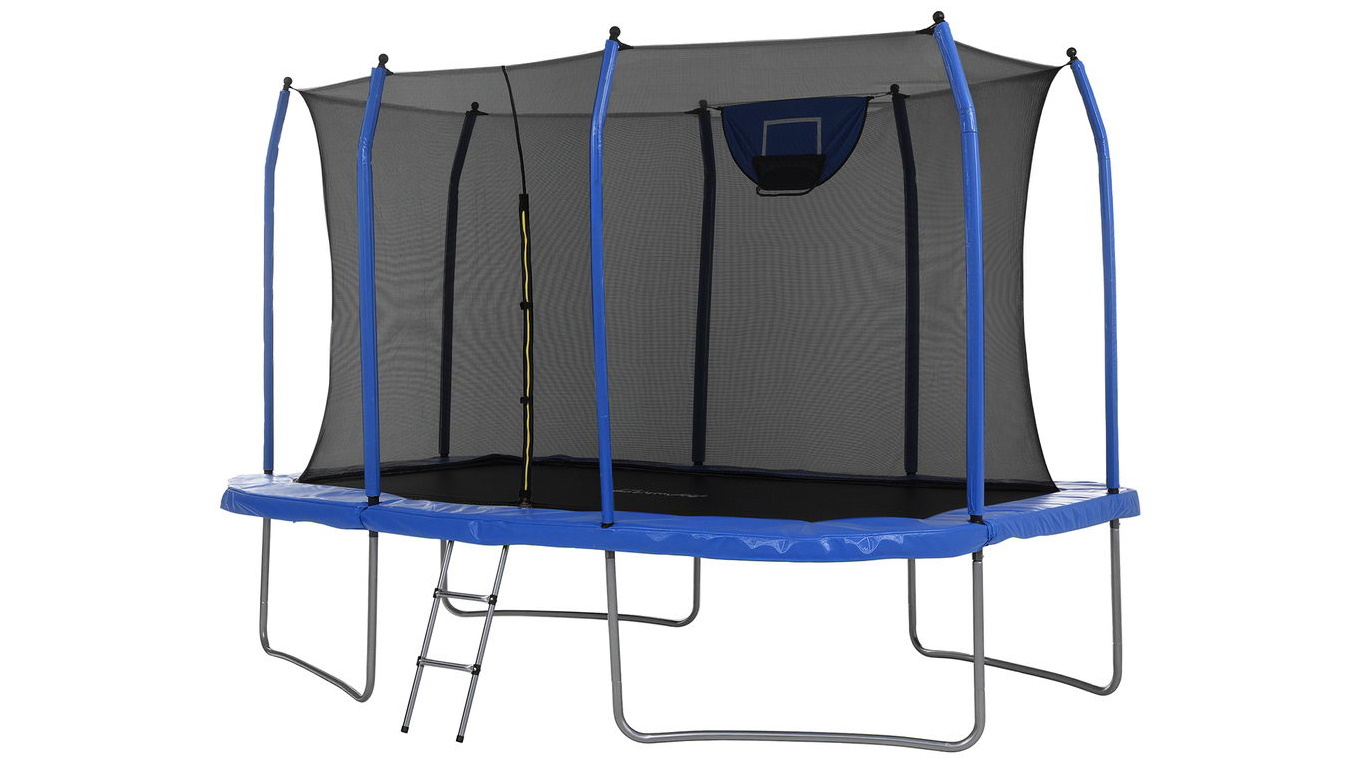 Everfit 12ft Trampoline Kids Rectangle Rebounder with Basketball Set Safety Net