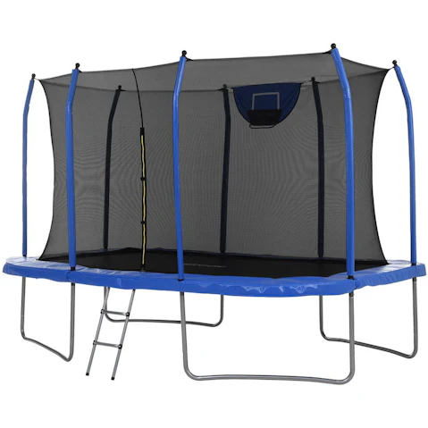 Everfit 12ft Trampoline Kids Rectangle Rebounder with Basketball Set Safety Net