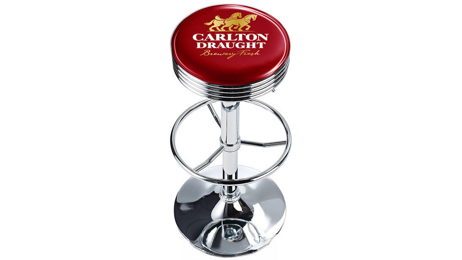 A Man & His Cave Carlton Draught Retro Round 59cm Bar Stool - Red
