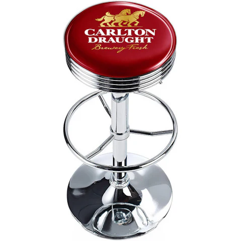 A Man & His Cave Carlton Draught Retro Round 59cm Bar Stool - Red