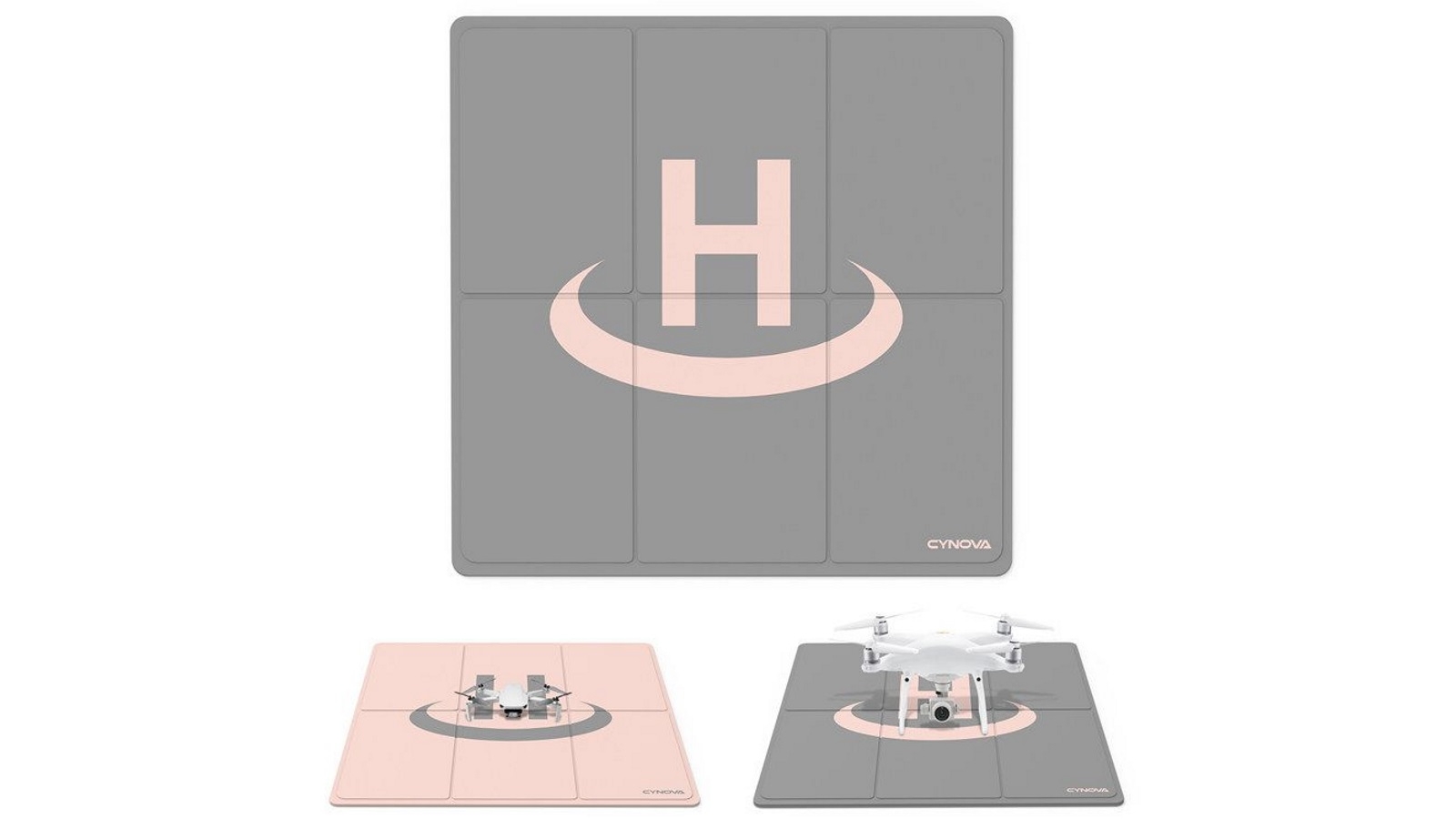 CYNOVA 65x65cm Universal Drone Landing Pad - Grey/Pink