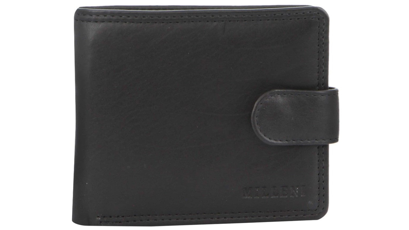 Milleni 11 x 1 x 9.5 cm Leather Tab Wallet - Black