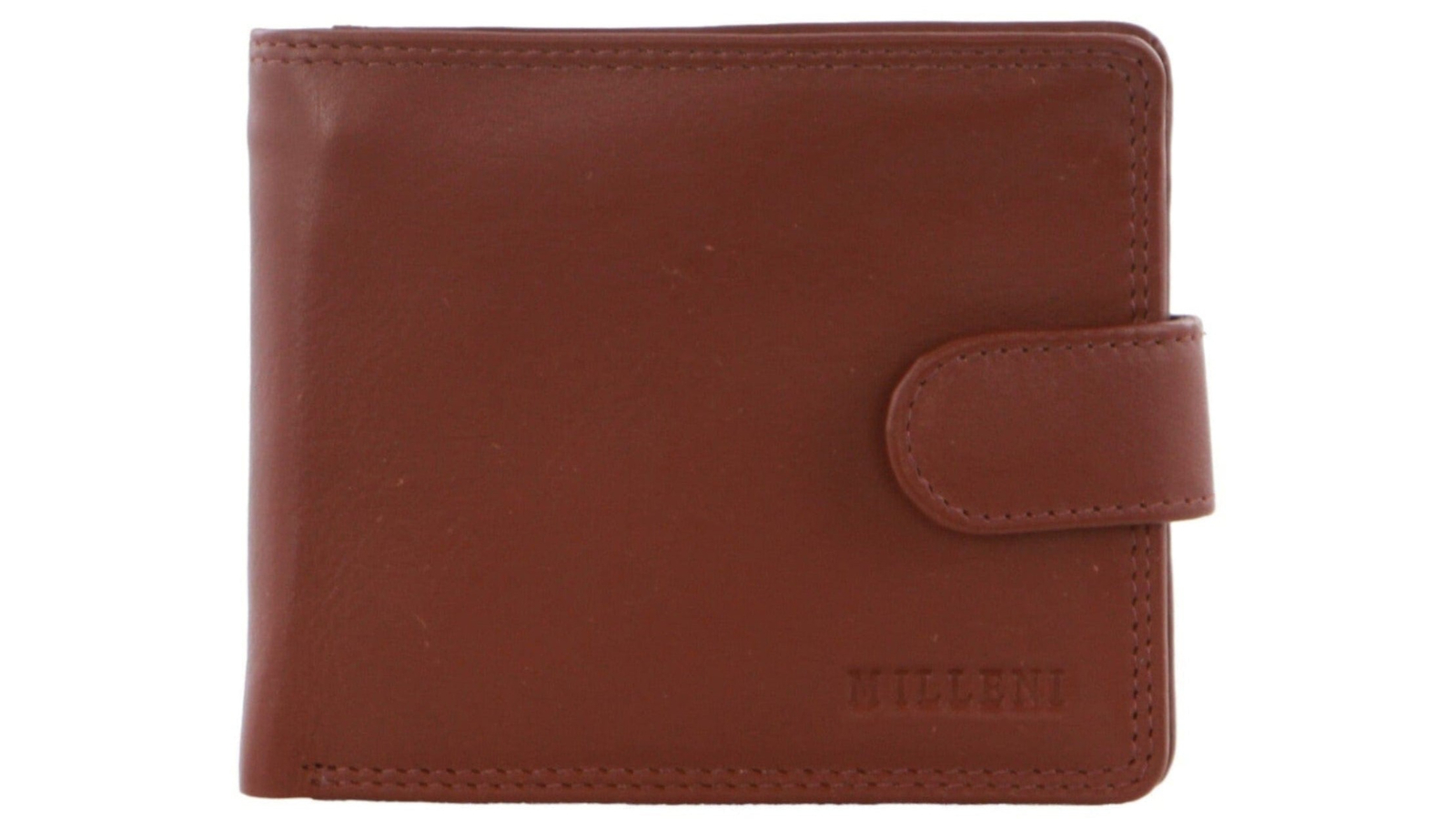 Milleni 11 x 1 x 9.5 cm Leather Tab Wallet - Tan