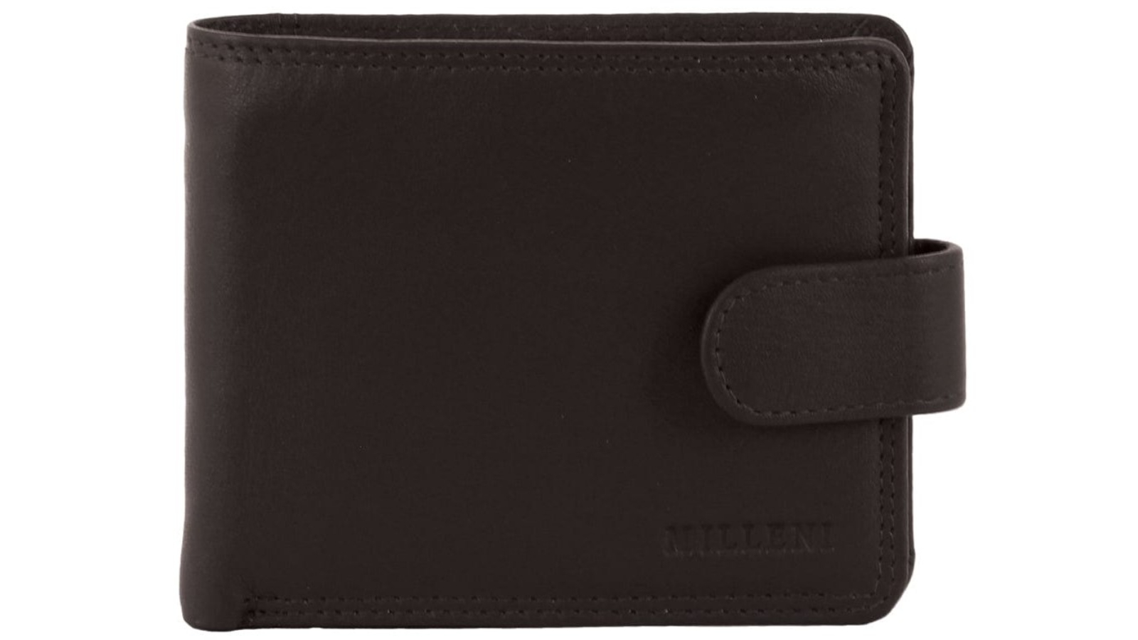Milleni 12 x 2 x 9.5 cm Leather Tab Wallet - Brown