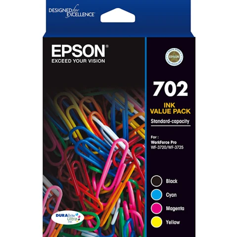 Epson 702 DURABrite Ultra 4 Colour Ink Cartridge Value Pack