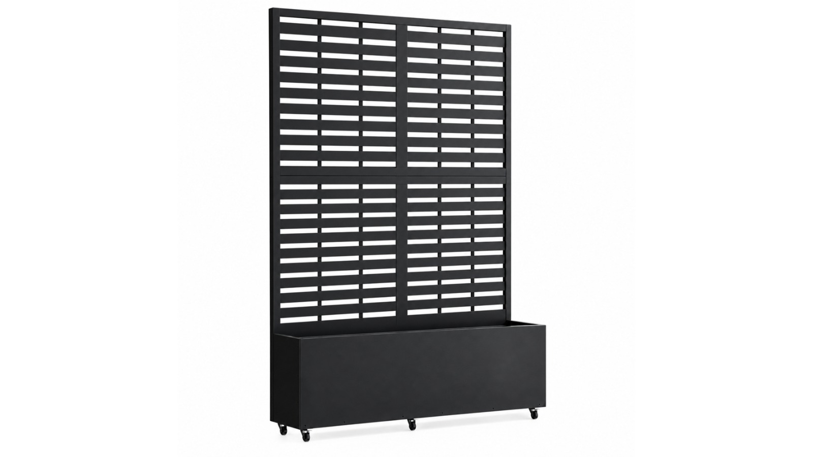 Advwin Galvanized Steel Metal Planter Box with Trellis and Wheel - Black