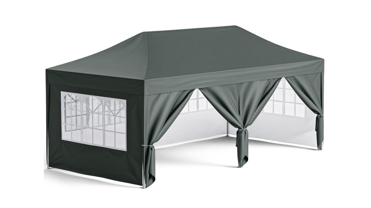Advwin 3 × 6metre Pop-Up Canopy Tent with 6 Side Wall - Gray