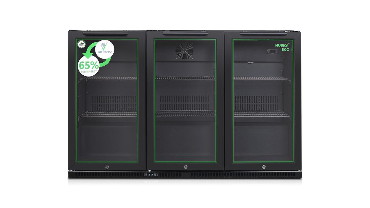 Husky 280L Triple Door Eco Back Bar Drinks Chiller - Black